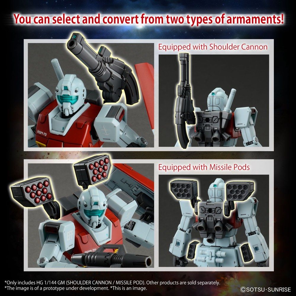Gundam 1/144 HG The Origin RGM-79 GM (Shoulder Cannon / Missile Pod) Model Kit